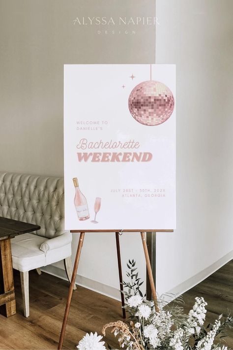 Bachelorette Board Sign, Welcome Bachelorette Sign, Welcome To Bachelorette Party Sign, Bachelorette Welcome Sign, Pink Disco Bachelorette Party, Pink Disco Bachelorette, Tulum Bachelorette, Bachelorette Party Sign, Trendy Bachelorette Party