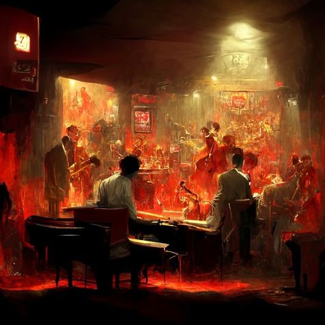 Arte Jazz, Jazz Sheet Music, Jazz Bar, จีซอง Nct, Jazz Art, Red Lights, Jazz Club, Brass Band, Arte Inspo