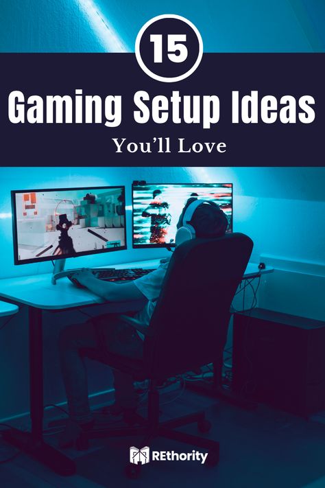 Mounted Gaming Setup, Gamer Corner Ideas, Neutral Gaming Room, Gaming Station Ideas, Game Room Set Up, Teen Gamer Bedroom Ideas, Gaming Set Up Ideas, Gaming Monitor Setup, Xbox Gaming Setup