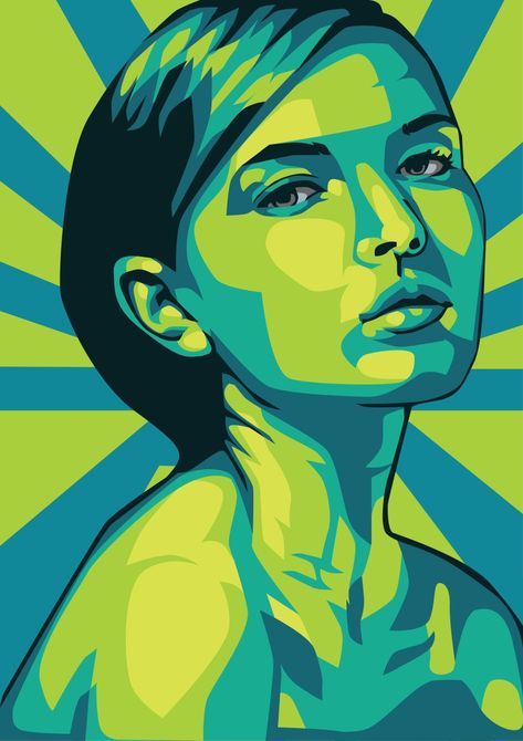 Abstract Art Woman, Vector Portraits, Vector Portrait Illustration, Cool Illustrations, Pop Art Portraits, Abstract Digital Art, Beauty Art Drawings, Pop Art Painting, Vector Portrait