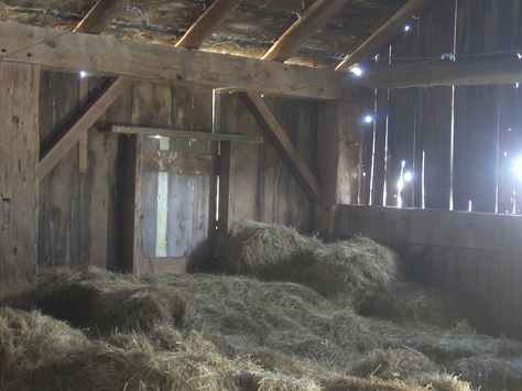 Barn Hay Loft, Shed Interior, Barn Door Closet, House Of Balloons, Barn Interior, Wooden Barn, Farm Buildings, Horse Stables, Old Barns