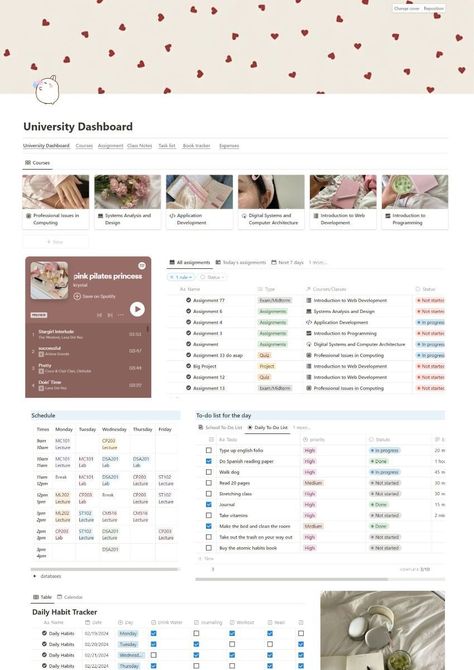 #Organisation #Notion_Assignment_Tracker #Notion_Nursing_Student #Work_Dashboard_Notion Organisation, Notion Assignment Tracker, Week Schedule Ideas, Notion Medical Student, Hd Notion Cover, Class Schedule Notion, Notion Weekly Schedule, Study Notion Header, Course Schedule Template