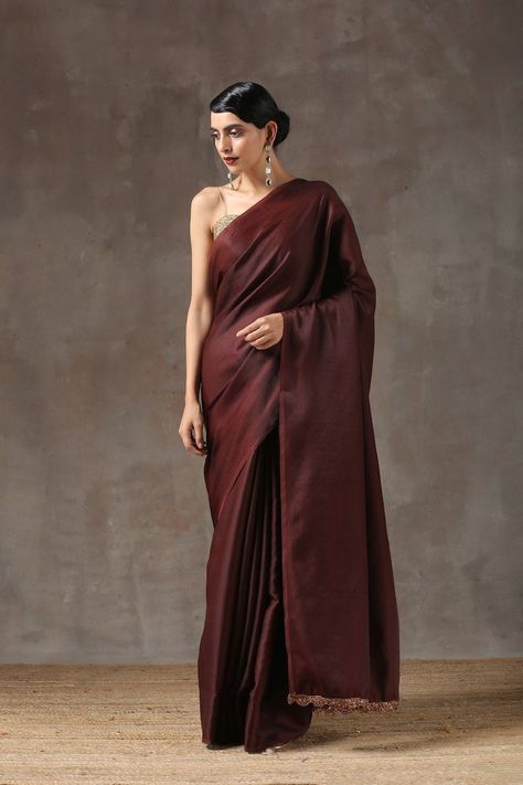 Exotic Chocolate Satin Silk Saree for Women in the USA for Indian Wedding | Dark Brown Modern women Sari | Sabyasachi Inspired Silk Sari USA Unique Indian Outfits, Unique Saree, Chocolate Satin, Bollywood Designer Sarees, Satin Silk Saree, Bridesmaid Saree, Lehenga Designs Simple, Plain Saree, Saree For Women