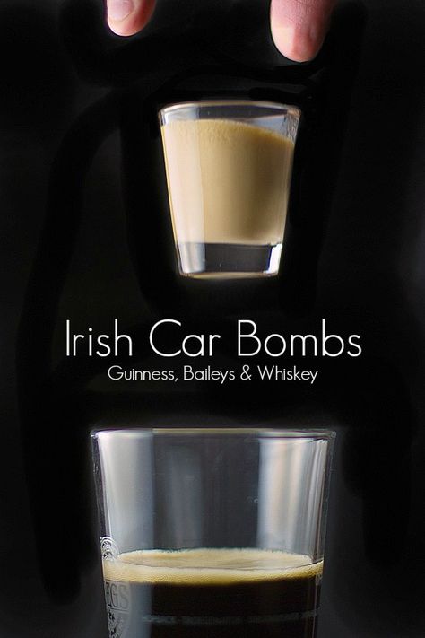 These shots, commonly known as Irish Car Bombs, has Guiness Stout, Bailey's Irish Cream and Irish Whiskey Irish Treats, Irish Shots, Guinness Recipes, Irish Whiskey Brands, Irish Cocktails, Best Irish Whiskey, Irish Car Bomb, Men Essentials, Irish Car