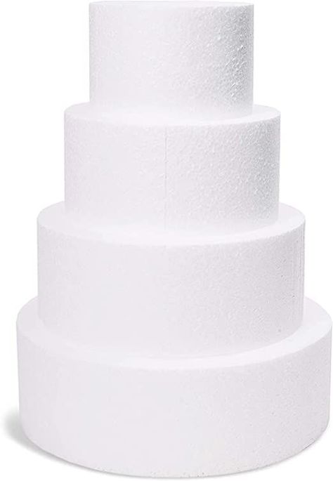 4 Piece Round Foam Cake Dummies for 16" Tall Fake Wedding Cake in 4 Sizes (6, 8, 10, and 12 Inches) Styrofoam Cake, Fake Wedding Cake, Fake Wedding Cakes, Perfect Cake Pops, Cake Dummy, Foam Cake, Buttercream Icing Recipe, How To Make Wedding Cake, Topsy Turvy Cake