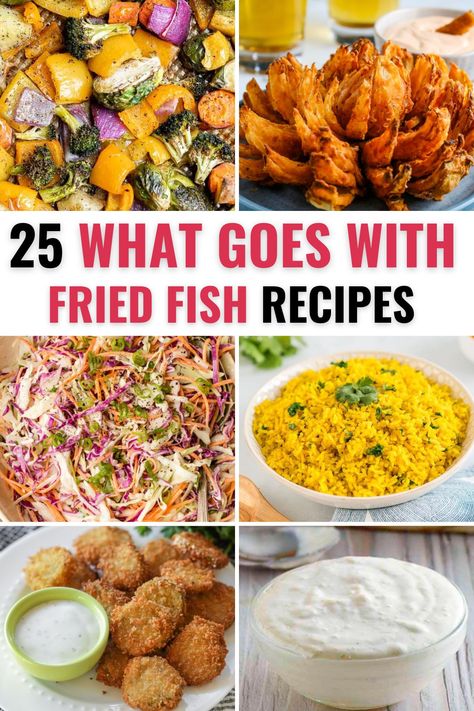 What goes with fried fish? From fried food recipes to rice sides, there are plenty of options for perfect pairings. There are some new and different ideas along with some tried and true recipes. Fish Fry Party Ideas Food Appetizers, Fish Fry Menu Ideas, Fried Seafood Platter Ideas, Sides To Go With Fried Fish, Fried Fish Sides Dishes, Fried Catfish Sides, Side Dishes For Fish Fry, Sides For Fish Fry, Fried Fish Meals