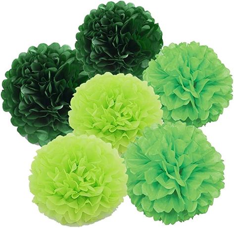 Amazon.com: Art Craft Pom Poms Tissue Paper Flower 15pcs 8 inch 10 inch 12 inch Decorative Hanging Flower Balls DIY Paper Craft for Wedding Birthday Party Home Decorations (Green Set) : Home & Kitchen Craft For Wedding, Diy Paper Flower Wall, Easy Origami Flower, Paper Flower Ball, Dinosaur Party Decorations, Green Tissue Paper, Flower Balls, Paper Party Decorations, Paper Flower Art