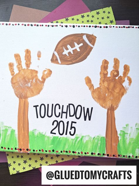 Football Crafts For Toddlers, Football Handprint, Wild West Crafts, Toddler Football, Thanksgiving Crafts Preschool, Football Crafts, Football Goal, Handprint Gifts, Crafts Preschool