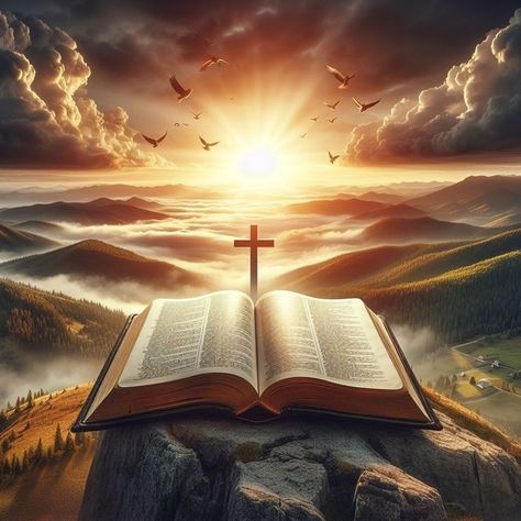 Cross Background, Bible Artwork, Open Bible, Inspirational Bible Verse, Home Artwork, Sunrise Landscape, Jesus Christ Artwork, Bible Images, Heaven Art