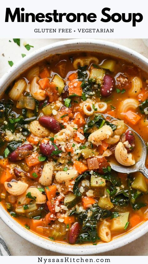 Bean Vegetable Soup Recipes, Soup Recipes With Vegetables, Green Vegetables Soup, Winter Whole Food Recipes, Soup With Zucchini Vegetable, Vegetarian Soup With Protein, Vegetarian Recipes With Kale, Vegan Gf Soup Recipes, Gluten Free Vegetable Soup Recipes