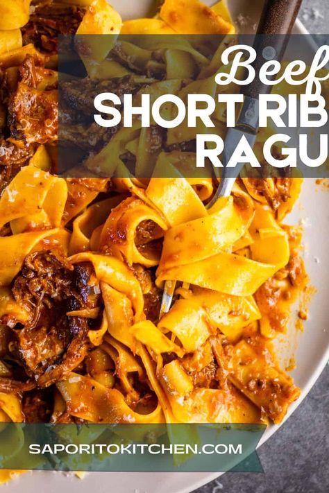 Short Ribs Ragu Recipe, Slow Cooker Short Rib Ragu Over Pappardelle, Short Rib Ragu Over Pappardelle, Short Ribs Dutch Oven, Short Ribs Slow Cooker, Pork Ragu, Beef Ragu, Pappardelle Pasta, Sunday Dinner Recipes