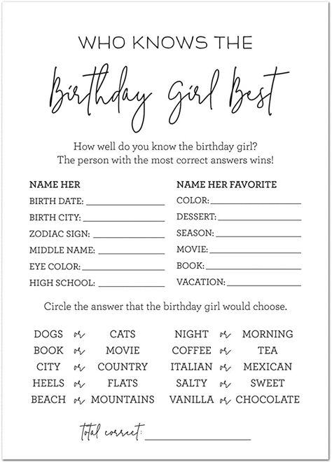 Do You Know The Birthday Girl, What To Do In A Birthday Party, What To Do Birthday Ideas, Birthday Plans Ideas At Home, Who Knows The Bday Girl Best, What To Do On 18th Birthday, What To Do On Birthday Party, Things To Do On Your Birthday Party, Birthday Ideas For 17th Birthday Girl