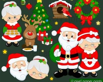 Clip Art Christmas, Santa And Mrs Claus, Print Planner, Mrs Claus, Art Christmas, Christmas Clipart, Photoshop Elements, Digital Sticker, Microsoft Word