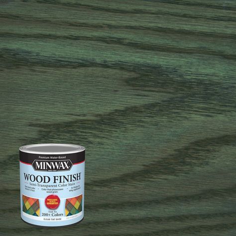 Minwax | Verdigris | Semi-Transparent Sage Green Wood Stain, Dark Green Stained Wood, Green Stained Wood, Cabinet Stains, Green Wood Stain, Minwax Wood Stain, Solid Stain Colors, Cedar Stain, Stained Kitchen Cabinets