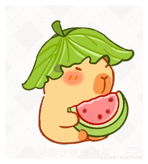 Cute Drawings Capybara, How To Draw Capybara, Capybara Watermelon, Kapibara Drawing, Capybara Drawing Art, Capybara Cute Drawing, Capybara Doodle, Cute Capybara Drawing, Capybara Drawing