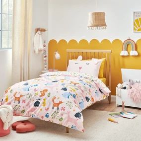 Daisy Bedroom, Kids Toddler Bed, Woodland Print, Pink Duvet, 100 Cotton Duvet Covers, Pink Duvet Cover, Blue Duvet, Big Beds, Shared Bedroom