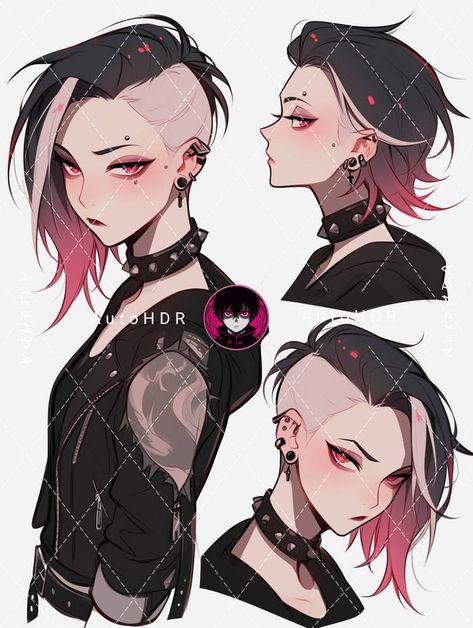 🅰️ℹ️ steals from the artists, take the designs and make them your own Vampire Female Oc, Goth Character Art, Tomboy Oc, Goth Character Design, Anime Original Character, Cyberpunk Oc, Redhead Art, Emo Clothes, Punk Women