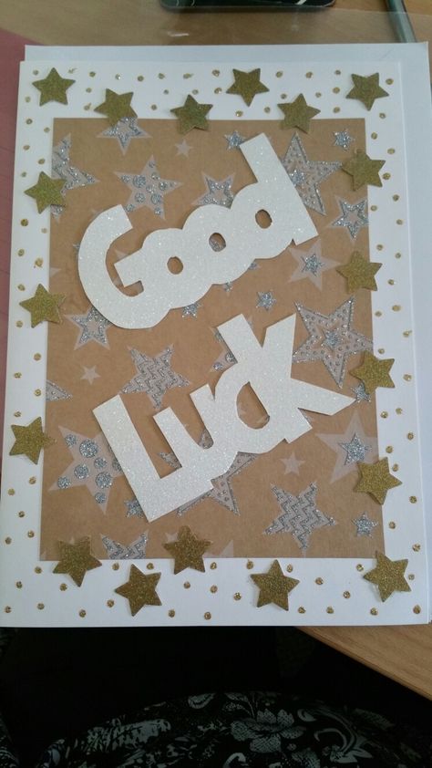 Handmade Good Luck Card Good Luck Cards Handmade, Handmade Good Luck Cards, Best Of Luck Cards Diy, Best Of Luck Wishes For Board Exams, Best Of Luck Cards, Good Luck Cards Handmade Exams, Good Luck Cards, Poster Board, Funky Art