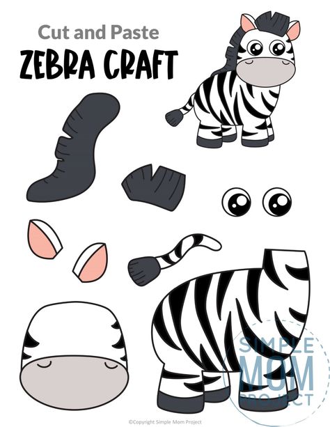 Zebra Crafts Preschool, Homeschooling Lessons, Jungle Animal Crafts, Zebra Craft, Safari Crafts, Zoo Animal Crafts, Lion Craft, Free Printable Crafts, Animal Cutouts