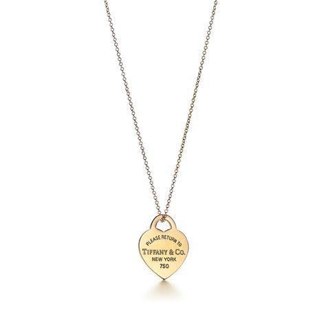 Return to Tiffany® Heart Tag Pendant in Yellow Gold | Tiffany & Co. US Return To Tiffany, Tiffany Necklace, Elegant Aesthetic, Heart Tag, Tiffany Jewelry, Jewelry Accessories Ideas, Gold Heart Necklace, Stacked Jewelry, Jewelry Lookbook