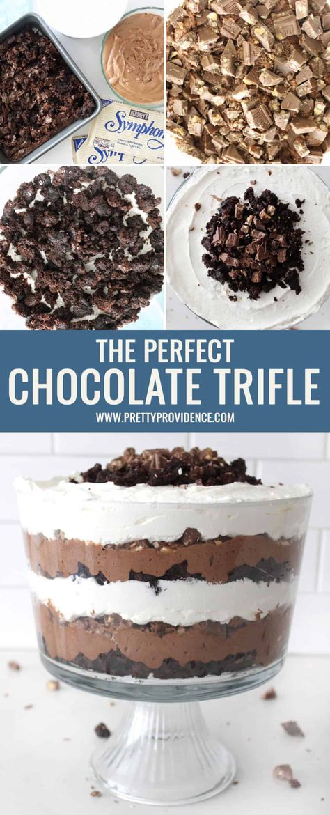 The Perfect Chocolate Trifle Chocolate Truffle Mousse, Mini Brownie Chocolate Mousse Trifles, Gluten Free Chocolate Trifle, Best Chocolate Trifle Recipes, Frozen Chocolate Dessert, Chocolate Mousse Trifle Desserts, Brownie Mousse Trifle, Chocolate Trifle Recipes Easy, Trifle Desserts Recipes