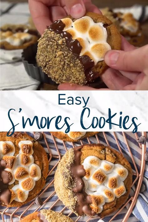 Cookies Smores, Easy Smores, Cookie Recipe Video, S Mores Cookies, Cookie Base, Smores Cookies, Wedding Showers, Chocolate Cookie Recipes, S'mores