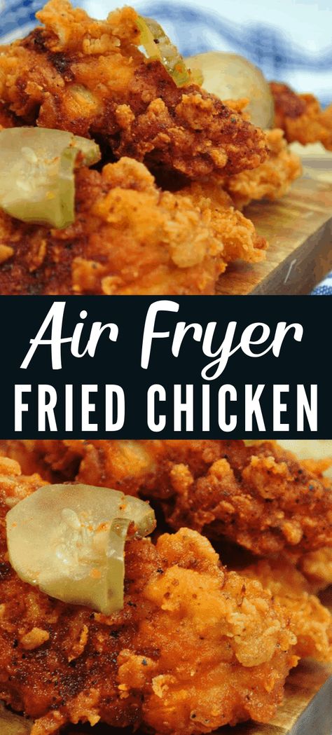 Fried Chicken In Airfryer, Fried Chicken Airfryer, Air Fryer Fried Chicken No Buttermilk, How To Make Fried Chicken In Air Fryer, Flourless Fried Chicken, Airfryer Chicken Breast Recipes, Air Fryer Chicken Breast Recipes, Ninja Oven, Airfryer Meals