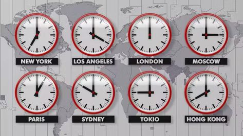 The World Clock Time Zones by What-U-See | VideoHive Sun People, Time Zone Clocks, World Time Zones, Motion Graphics Cinema 4d, Cook Island, World Clock, Time Clock, Day Time, Brain Power