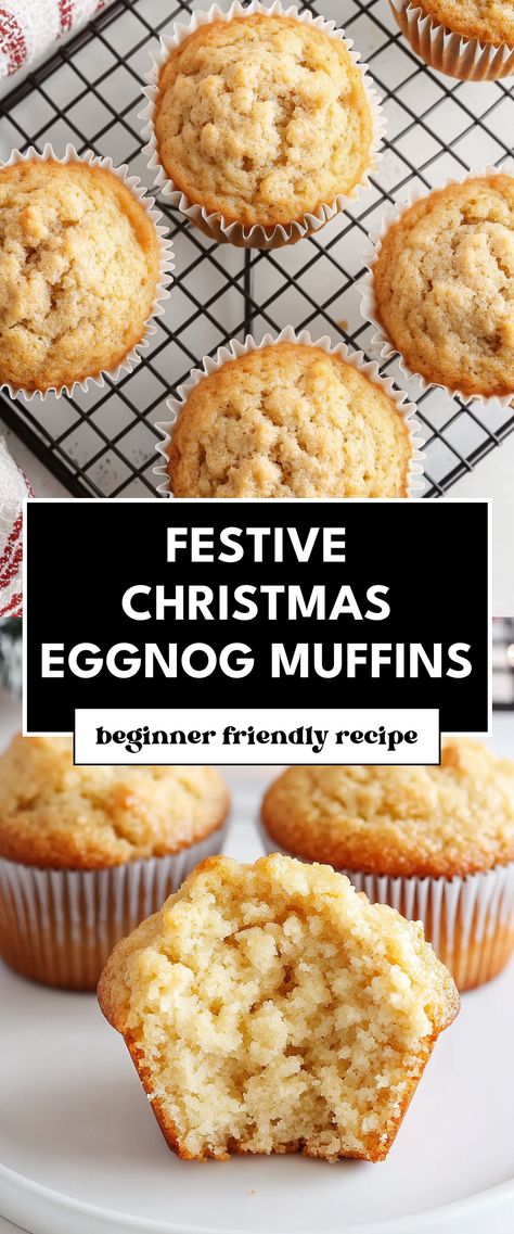 Image for Festive Christmas Eggnog Muffins Egg Nog Quick Bread Recipes, Banana Eggnog Muffins, Eggnog Muffins Christmas Breakfast, Egg Nog Muffins Recipe, Eggnog Cupcakes Recipe, Baking Recipes With Eggnog, Eggnog Baked Goods, What To Make With Eggnog, Egg Nog Baking Recipes