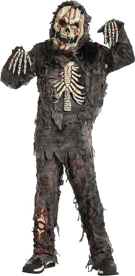 #AD #HALLOWEEN #COSTUME #KIDS Spooktacular Creations Realistic & Scary Kids Black Zombie Costume for Halloween Dress Up Party, Role Playing, Themed Parties Our kids zombie costume for boys includes 1 hood, 1 mask, 1 top, 1 pair of pants, and 1 pair of gloves. Great Zombie Costume Set for Kids this Halloween. Perfect zombie kids costume for boys as this is made of non-toxic, eco-friendly, skin-friendly, soft touch and no odor. Safe for kids. Durable and made with care. 100% Polyester. Zombie Kids Costume, Halloween Costumes For Big Boy, Zombie Costume Kids, Halloween Costumes For Baby Boy, Kids Dinosaur Costume, Realistic Costumes, Black Zombie, Zombie Kid, Scary Kids