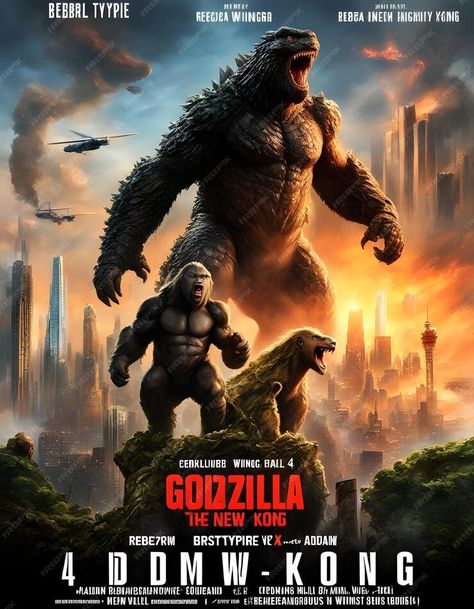 A movie poster for the movie quot gon na be a monster quot | Premium AI-generated image Roar Poster, Godzilla Poster, Godzilla Party, Godzilla Birthday Party, Godzilla Birthday, Godzilla Movie, Old Posters, Kong Godzilla, Kong Movie