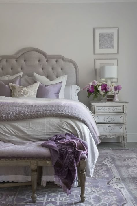 Purple And Gray Bedroom Ideas, Purple And Gray Bedroom, Gray Bedroom Ideas, Purple Cottage, Woods Home, Beautiful Bedroom Colors, Bedroom Gray, Cozy Bedrooms, Cozy Fall Bedroom