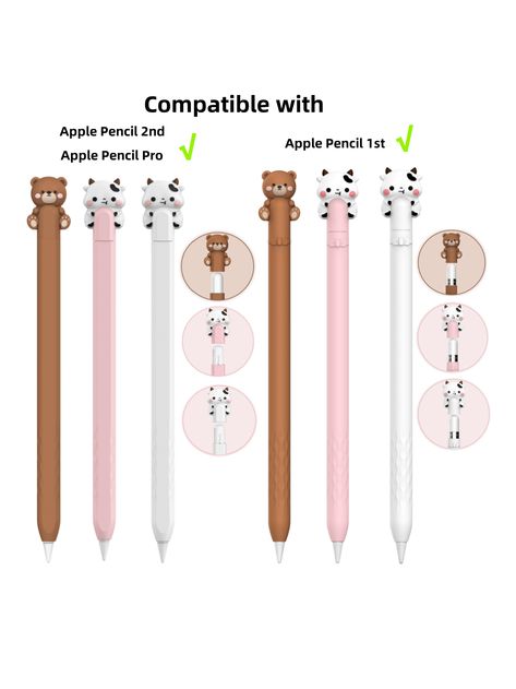 Multicolor  Collar  Silicone Animal,Plain  Embellished   Cases Apple Pen Case, Apple Pencil Cover, Apple Pencil 1st Generation, 13 Birthday, Apple Pen, Stylus Pen, Money And Happiness, Cute Bear, Pen Case