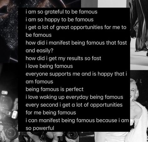 Become Famous Affirmations, Fame Manifestation Affirmations, I Am A Model Affirmation, Famous Singer Affirmations, Famous Affirmations, Singer Affirmations, Fame Affirmations, Model Affirmations, Famous Vision Board