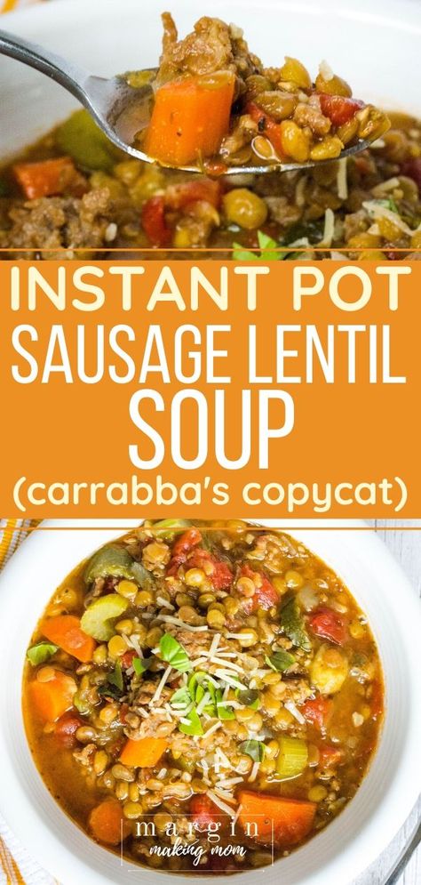 Pressure Cooker Italian Sausage, Sausage Lentil Soup Instant Pot, Lentil Italian Sausage Soup, Instant Pot Lentil Soup Recipes, Instant Pot Sausage Soup, Carrabas Lentil And Sausage Soup Recipe, Lentil Soup Recipe Instant Pot, Instant Pot Lentil Recipes, Instant Pot Italian Sausage