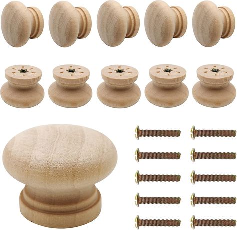 Bmgop 10PCS Wood Knobs Flat Top Round Cabinet Knobs 1.39"(35mm) Unfinished Wooden Furniture Drawer Knobs Pulls Handles - Amazon.com Unfinished Wood Dresser, Wood Dresser Knobs, Wooden Cabinet Knobs, Round Cabinet Knobs, Wood Drawer Knobs, Unfinished Cabinets, Wood Cabinet Knobs, Natural Furniture, Cupboard Wardrobe