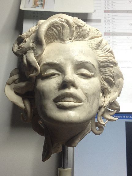 Musa Celik, Clay Statues, Marilyn Monroe Sculpture, Clay Portrait, Face Clay, Ceramic Sculpture Figurative, Anatomy Sculpture, Sculpture Art Clay, Marilyn Monroe Art