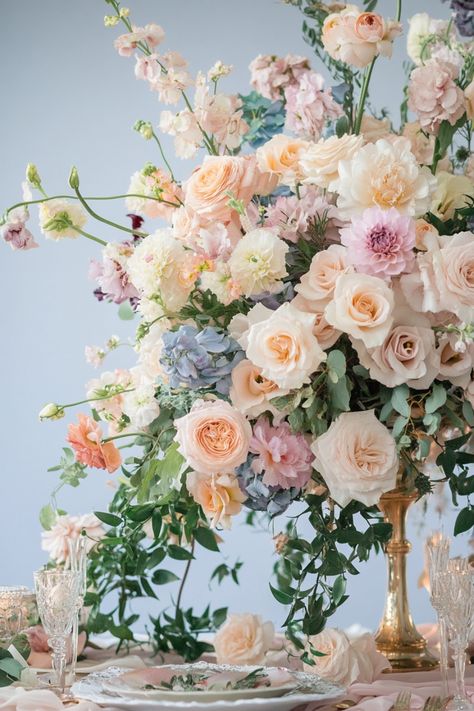 Discover 107 wedding flower ideas using pastel color palettes. These stunning arrangements will add a touch of softness and elegance to your big day. Perfect for any wedding theme, see how you can use these beautiful flowers! #WeddingColorPalettes #PastelIdeas #FloralInspiration Spring Wedding Flowers Peonies, Pastel Bouquet Of Flowers, Pastel Vintage Wedding Theme, Garden Wedding Floral Arrangements, Wedding Flowers Romantic, Fun Wedding Flowers, Garden Wedding Theme Ideas Color Schemes, Best Filler Flowers, August Wedding Flowers Centerpieces