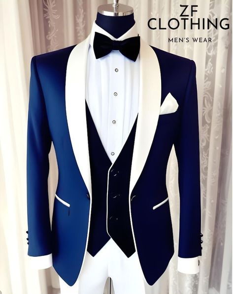 White And Blue Tuxedo Wedding, Coat Pant For Men Suits Wedding Mens Fashion, Coat Pant For Men Suits Wedding, Blue Wedding Suit Groom, Coat Pant For Men, Mens White Suit, Men Suits Blue, Suits Party Wear, White Wedding Suit