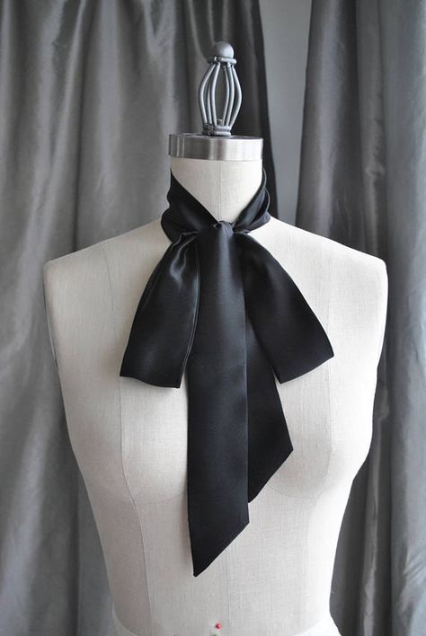 NEW  Black Silk Charmeuse Unique neck tie/Silk Tie Bow/Black bow tie/Bow scarf/Bow choker/Bow back/Neck wrap/Bow waist/Bow belt Women Bow Tie Outfit, Narrow Scarf, Bow Choker, Black Silk Scarf, Bow Scarf, Scarf Bow, Head Scarf Tying, Silk Satin Scarf, Tie Women