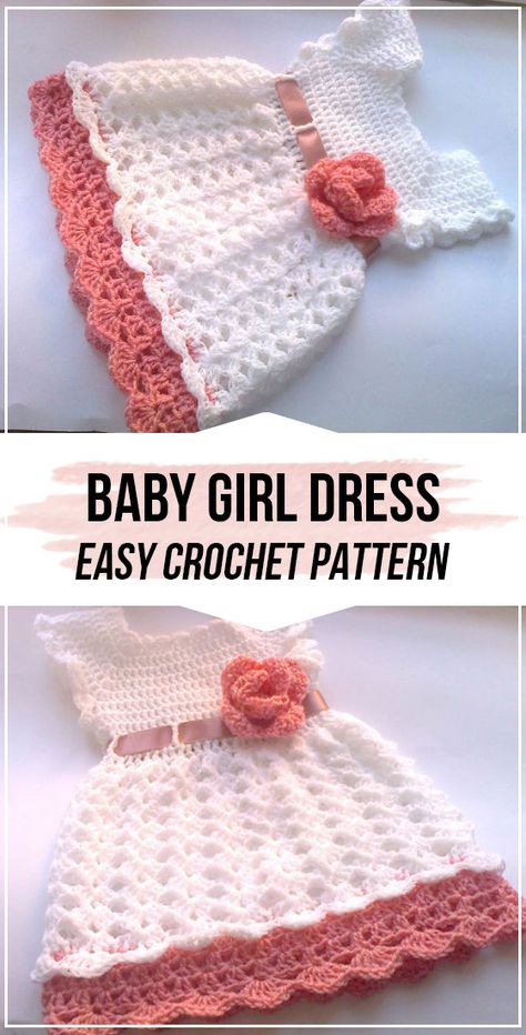 Crochet Baby Girl Dress Pattern #Dress #crochet #crocehtpattern via @shareapattern.com Newborn Dress Crochet Pattern Free, Baby Dresses Crochet Patterns Free, Crocheted Baby Dress Patterns, Newborn Crochet Dress Pattern Free, Baby Girl Crochet Dress Free Pattern, Crochet Baby Dresses Free Pattern, Crochet For Newborn Girl, Newborn Girl Crochet Patterns Free, Crochet Baby Girl Clothes Free Patterns