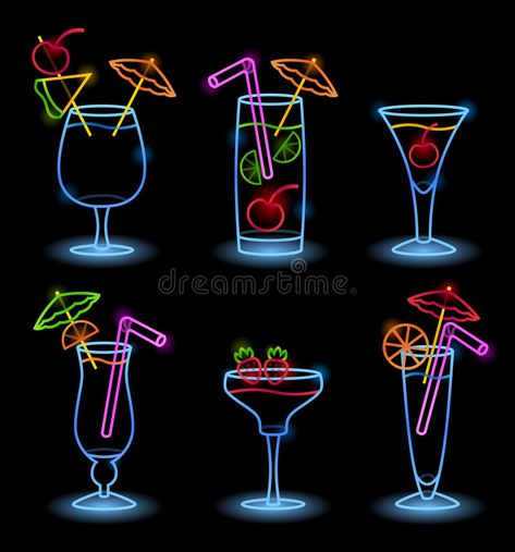 Neon Drink, Neon Drinks, Neon Vector, Tiki Signs, Tropical Neon, Drink Illustration, Tropical Drinks, Nusa Lembongan, Motion Wallpapers