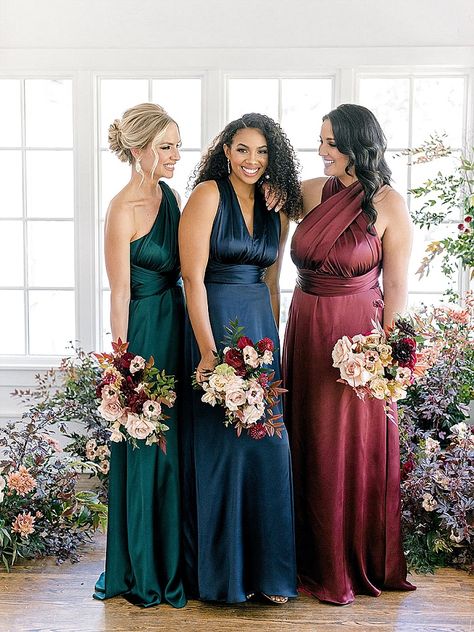 Jewel Tone Dresses, Jewel Tone Bridesmaid Dresses, Jewel Tone Bridesmaid, Jewel Tone Dress, Easter Dresses For Toddlers, Crystal Wedding Dress, Jewel Tone Wedding, Velvet Bridesmaid Dresses, Boda Mexicana