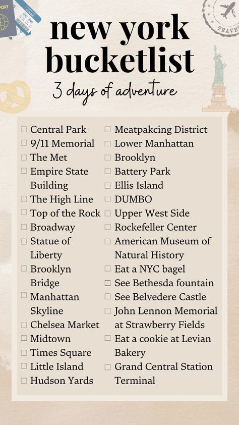 New York City bucketlist. How to spend the perfect 3 days exploring NYC. New York guide. 3 days in New York. First time in New York City, best things to do.❓#LoveStory #RomanticEncounters #HeartfeltConnections #DateNightIdeas #SoulmateSearch #FlirtyFridays #CandlelitDinners #StarryEyedMoments #LoveQuotes #DreamyDates #WhisperedPromises #AmourAdventures New York City In Fall, New York Must Do Bucket Lists, 3 Days In New York, New York City Trip, New York Trip Planning, New York City Itinerary, Winter In Nyc, New York Guide, Day Trip To Nyc