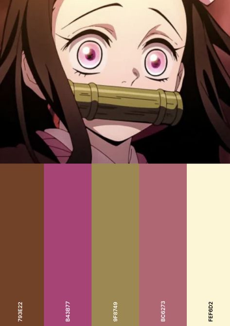 Colour palette Tanjiro Color Pallet, Nezuko Color Palette, Cartoon Color Palette, Anime Color Palette, Colour Pallets, Website Color Palette, Circular Knitting Machine, Anime Nails, Bracelet Inspo