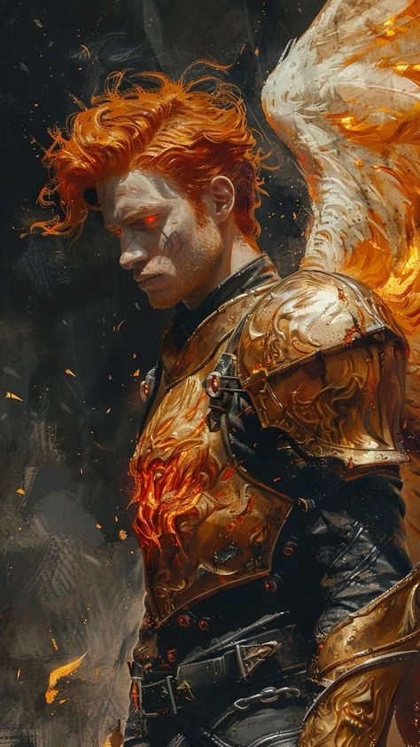 Aasimar Dnd, Ginger Guys, Dnd Paladin, Raphael Angel, Dragon Tattoo Art, Modern Magic, Demon Art, Dungeons And Dragons Characters, Fantasy Male