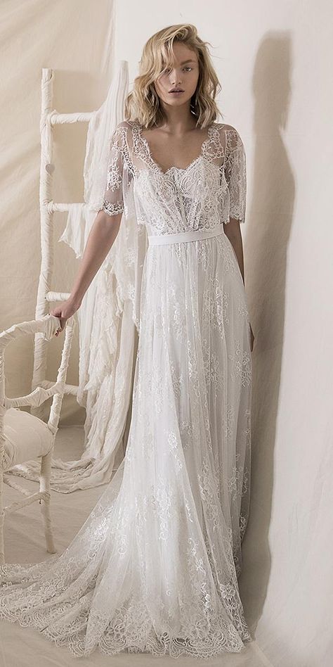 Exquisite Lihi Hod Wedding Dresses 2018 ★ #bridalgown #weddingdress Lihi Hod Wedding Dress, Boho Wedding Dress With Sleeves, Lihi Hod, Informal Weddings, Beach Bridal Gown, Wedding Dress Guide, Wedding Dresses 2018, Boho Wedding Dress Lace, White Wedding Dress