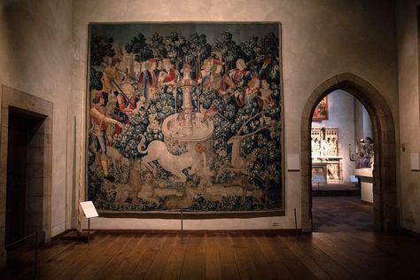 Unicorn Tapestries at the Cloisters – New York, New York - Atlas Obscura Hunt Of The Unicorn, Unicorn Tapestry, Unicorn Tapestries, Fra Angelico, Medieval Tapestry, Last Unicorn, The Last Unicorn, Atlas Obscura, The Cloisters