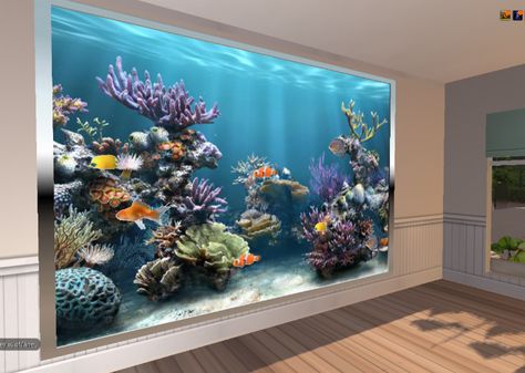 Modern Fish Tank, Fish Tank Wall, Marine Fish Tanks, Wall Aquarium, Amazing Aquariums, Cool Fish Tanks, Fish Tank Design, Divider Design, Cool Fish