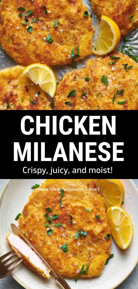 Chicken Milanese Airfryer, Tenderized Chicken Recipes, Gluten Free Chicken Milanese, Healthy Chicken Milanese Recipe, Different Types Of Chicken Recipes, Week Night Chicken Recipes, Chicken Milanese Baked, Chicken Melanzane, Chicken Milanese Pasta